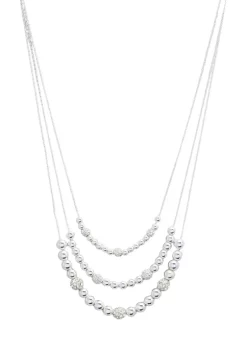 Flash Sale 💯 Anne Klein Silver Tone Crystal 16 Inch 3 Row Frontal Necklace 🤩