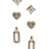 Flash Sale 🥰 Anne Klein Gold Tone Crystal Heart Link Drop Stud Trio Earrings ⭐