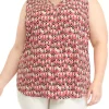 Promo 👏 Anne Klein Plus Size Printed Pleat Front Shell 👕 Shirt 🌟