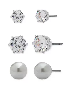 Outlet 💯 Anne Klein Silver-Tone Trio Earring Set 🛒