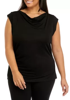 Cheap 👏 Anne Klein Plus Size Cap Sleeve Cowl Neck Top ⌛