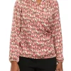 Cheapest 🔥 Anne Klein Long Sleeve Faux Wrap Draped Blouse 🛒