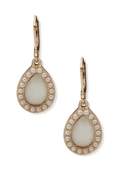 Cheap 👏 Anne Klein Gold Tone Pearl Lever Back Drop Earrings 🧨