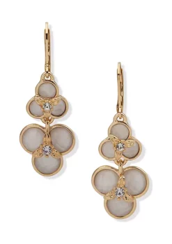 Discount 🧨 Anne Klein Gold Tone White Flower Double Drop Earrings 😀