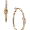 New 🔔 Anne Klein Gold Tone White Click Hoop Earrings with Knot 🥰