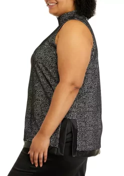Budget 🥰 Anne Klein Plus Size Glen Plaid Mock Neck Top 🥰 -Deals Anne Klein Store Belk 1514
