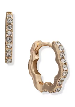 Top 10 ✔️ Anne Klein Gold Tone Crystal 14 Millimeter Scallop Stone Huggie Hoop Earrings 👍