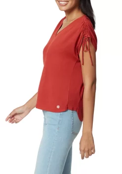 New ✨ Anne Klein 👩 Women's Ariel Ruched Top 🤩 -Deals Anne Klein Store Belk 1531