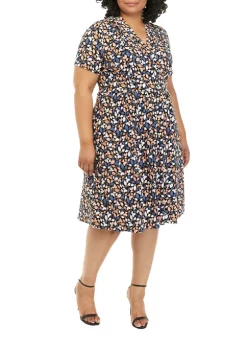 Best deal 🥰 Anne Klein Plus Size Printed Wrap 👗 Dress 🛒
