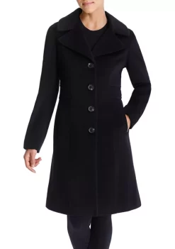 Flash Sale 🔔 Anne Klein 👩 Women's Mid Wool 🧥 Coat with Notch Collar 😍 -Deals Anne Klein Store Belk 1576