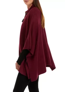 Budget 🎁 Anne Klein 👩 Women's Gifting Mock Neck Ribbed Half Zip Poncho 🔔 -Deals Anne Klein Store Belk 258