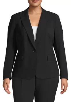 New 👏 Anne Klein Plus Size Sabre Stretch One Button Jacket 🔥