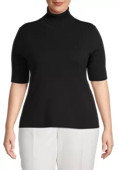 Hot Sale 🔥 Anne Klein Plus Size Elbow Sleeve Turtleneck Sweater ⌛