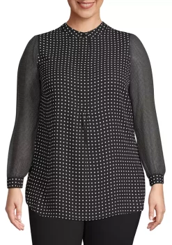 Flash Sale 🌟 Anne Klein Plus Size Mini Dot Poet Blouse ✨ -Deals Anne Klein Store Belk 326