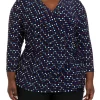 Promo 🤩 Anne Klein Plus Size 3/4 Sleeve Printed Wrap Top ✨