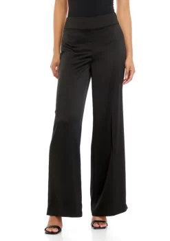 New 😀 Anne Klein 👩 Women's Satin High Rise Side Zip Wide Leg Pants 🧨