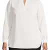 Outlet 🎁 Anne Klein Plus Size Solid Split Neck Tunic Blouse 🌟