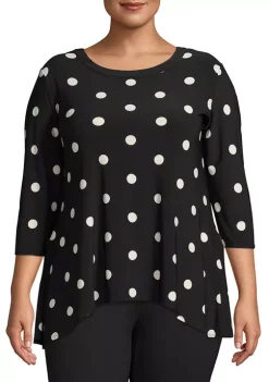 Buy ❤️ Anne Klein Plus Size Dot Print Shark Bite Top 🎁 -Deals Anne Klein Store Belk 409