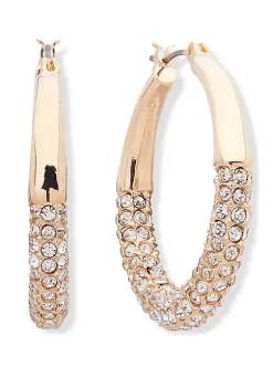 Deals 🧨 Anne Klein Gold Tone and Crystal Pavé Tubular Hoop Earrings 😍