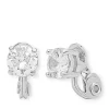 New 😉 Anne Klein Silver-Tone CZ Stud Clip Earrings 🔥