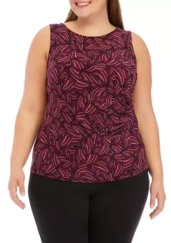 Best Sale 🌟 Anne Klein Plus Size Printed Side Pleat Tank Top 🎁