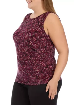 Best Sale 🌟 Anne Klein Plus Size Printed Side Pleat Tank Top 🎁 -Deals Anne Klein Store Belk 432