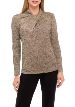 Buy 🔔 Anne Klein 👩 Women's Glitter Marl Twist Neck Top 🧨