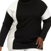 Flash Sale 🔔 Anne Klein Plus Size Color Block Drop Shoulder Mock Serenity Knit Sweater 😍