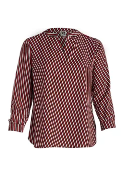 Deals 🤩 Anne Klein Plus Size Oblique Stripe Split Neck Blouse 🌟