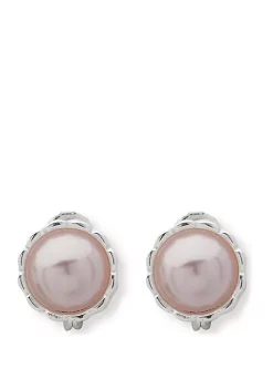 Buy 😀 Anne Klein Silver-Tone Pearl Dome Clip Earrings 🔥