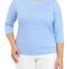 Best deal 🌟 Anne Klein Plus Size Scallop 3/4 Sleeve T-Shirt 👍