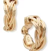 Outlet 🥰 Anne Klein Gold Tone Braided Hoop Clip Earrings 🤩
