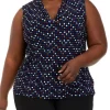 Budget 😉 Anne Klein Plus Size Triple Pleat Printed Top 🌟