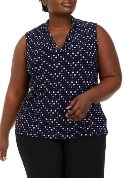 Budget 😉 Anne Klein Plus Size Triple Pleat Printed Top 🌟 -Deals Anne Klein Store Belk 497