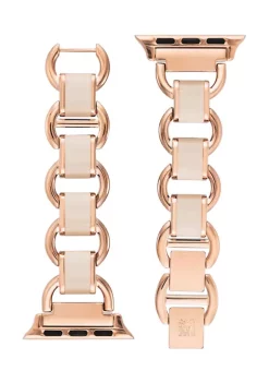 Buy 👍 Anne Klein Rose Gold-Tone Mixed Metal Chain with Blush Enamel Apple ⌚ Watch Band 🔔 -Deals Anne Klein Store Belk 500