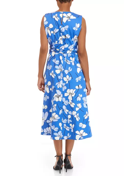 New 🥰 Anne Klein 👩 Women's Printed Midi 👗 Dress with Attached Sash ⭐ 2 New 🥰 Anne Klein 👩 Women's Printed Midi 👗 Dress with Attached Sash ⭐ - Image 2