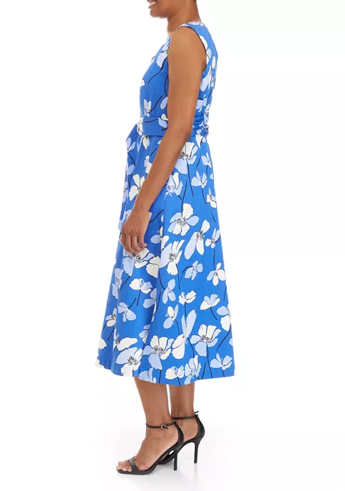 New 🥰 Anne Klein 👩 Women's Printed Midi 👗 Dress with Attached Sash ⭐ 3 New 🥰 Anne Klein 👩 Women's Printed Midi 👗 Dress with Attached Sash ⭐ - Image 3