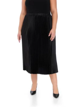 Discount 👍 Anne Klein Plus Size Pull On Pleated Satin 👗 Skirt 👍