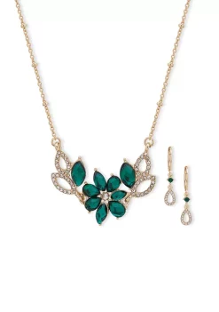 Best Sale ✨ Anne Klein Flower Drop Earrings and Frontal Necklace Set ❤️