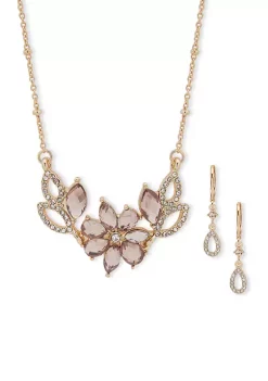 Best Sale ✨ Anne Klein Flower Drop Earrings and Frontal Necklace Set ❤️ -Deals Anne Klein Store Belk 584