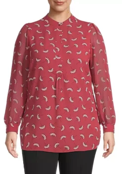 Buy 👍 Anne Klein Plus Size Printed Poet Blouse 🔥