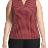 Hot Sale 🤩 Anne Klein Plus Size Printed Dot Triple Pleat Top 💯