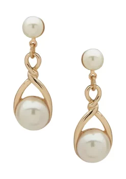 Best reviews of 👏 Anne Klein Gold Tone Pearl Twisted Post Linear Earrings ✔️