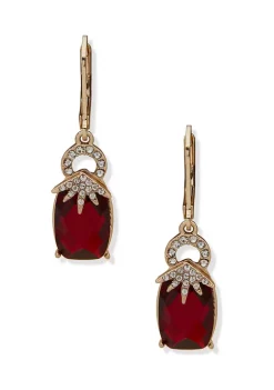 Best Sale โจ Anne Klein Gold Tone Red Lever Back Drop Earrings ๐ฅฐ