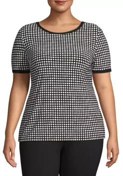 Flash Sale 🎉 Anne Klein Plus Size Dot Print Button Back Top 🔥