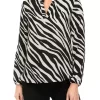 Best Pirce 🔔 Anne Klein 👩 Women's Long Sleeve Animal Print Split Neck Blouse 🎉