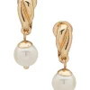 Brand new ✔️ Anne Klein Gold Tone Pearl Twisted Button Drop Clip Earrings 🎁