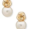 Buy 🌟 Anne Klein Gold-Tone Knot with Pearl Button Clip Earrings 👏