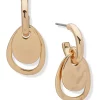 Budget ⭐ Anne Klein Gold Tone Liquid Metal C Hoop With Drop Earrings 🌟