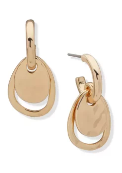Budget โญ Anne Klein Gold Tone Liquid Metal C Hoop With Drop Earrings ๐